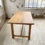 Oak farmhouse table and its two benches