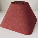 Pretty Turned Wood Lamp, Raspberry Red Color, Linen Lampshade