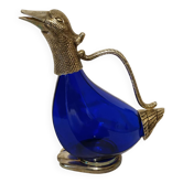 Carafe zoomorphe en verre et métal argenté vintage
