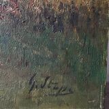 Cottage in the woods, oil on canvas signed