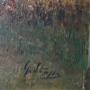Cottage in the woods, oil on canvas signed