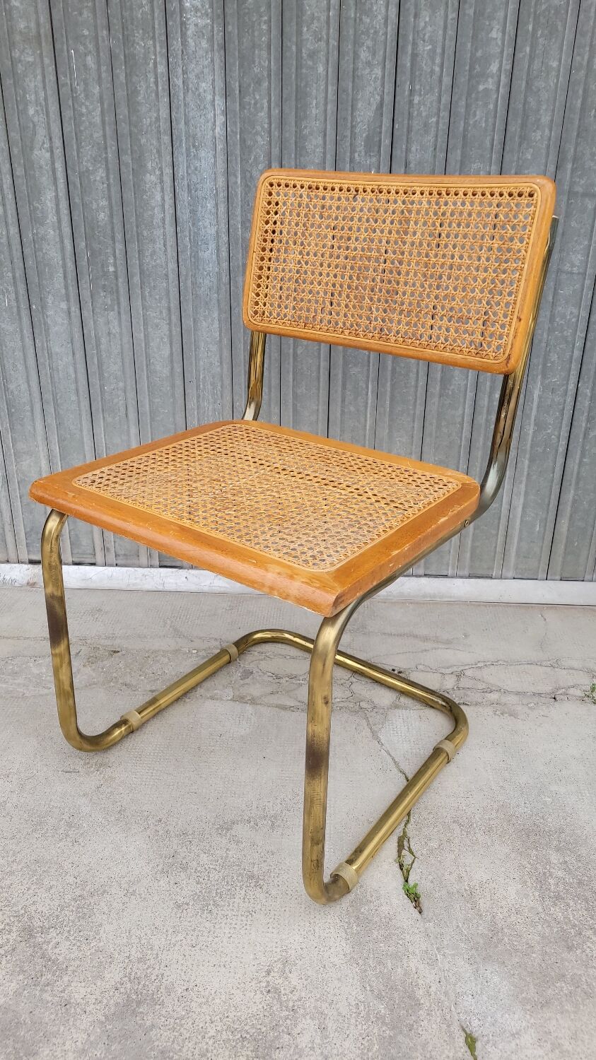 Marcel Breuer chair in cane model B32 vintage gold color