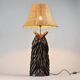 Owl table lamp in carved wood by BEAL, circa 1970.