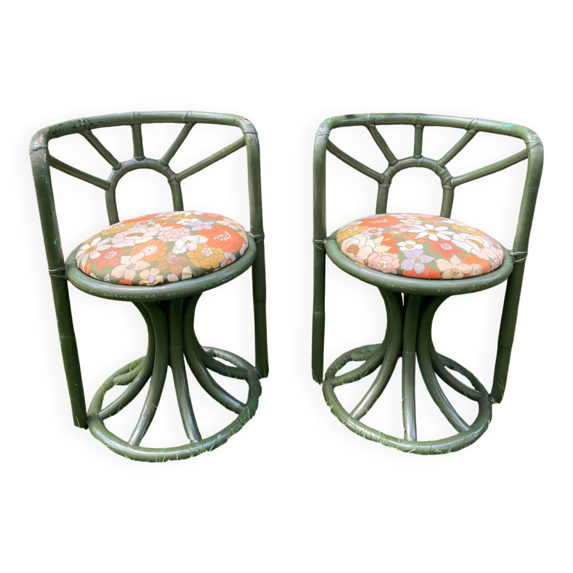 Pair of rattan armchairs