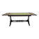 English Regency coffee table, mahogany & green stamped leather with gold.