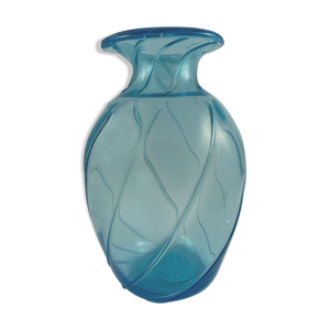 Vase bulbe bleu en verre