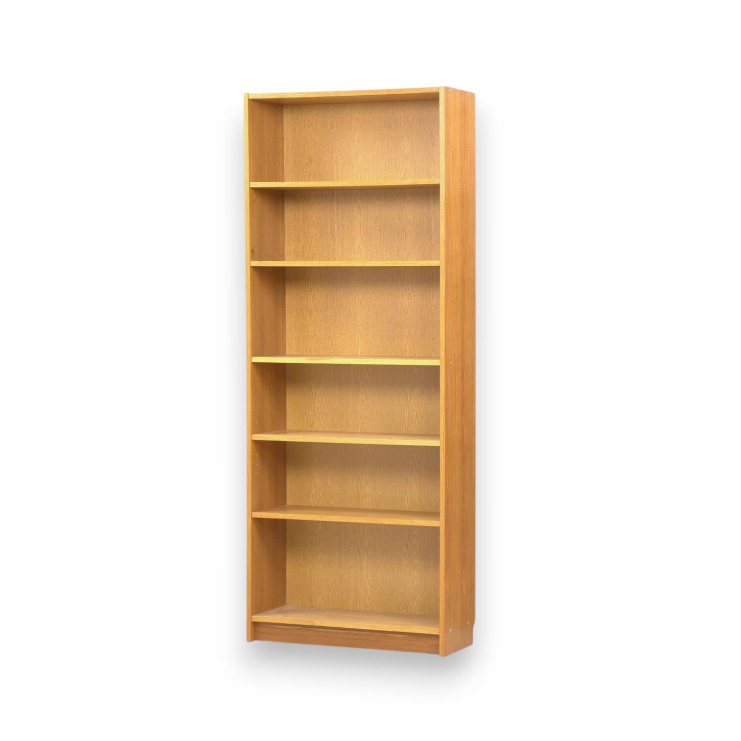 Vintage Scandinavian oak bookshelf – 200 cm – 5 compartments – 20th century