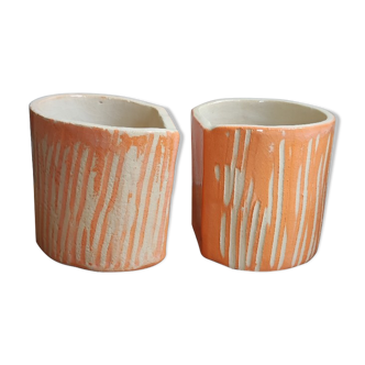 Salmon ceramic pots