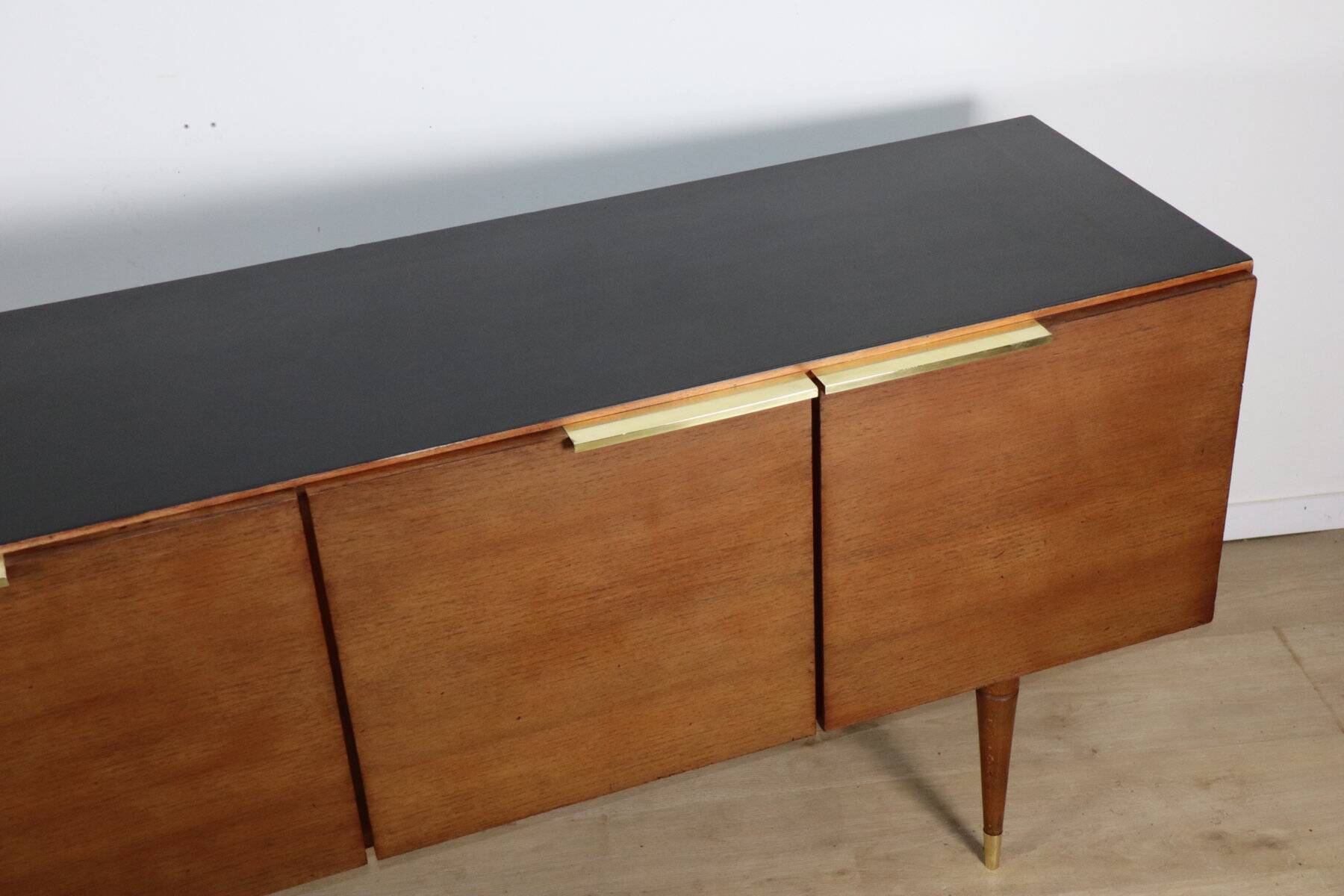 Enfilade vintage en teck et laiton - Années 70