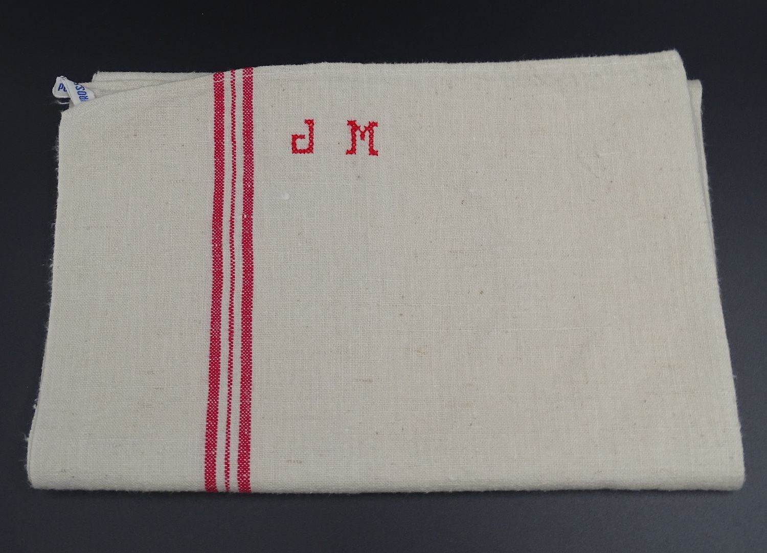 An ancient cloth in JM monogrammed cotton - Paper towel - 1930