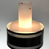 Scandinavian opaline and lacquered metal pendant light from the 50s.