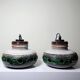 Pair of large Herda pendant lights in glazed ceramic, 1970s