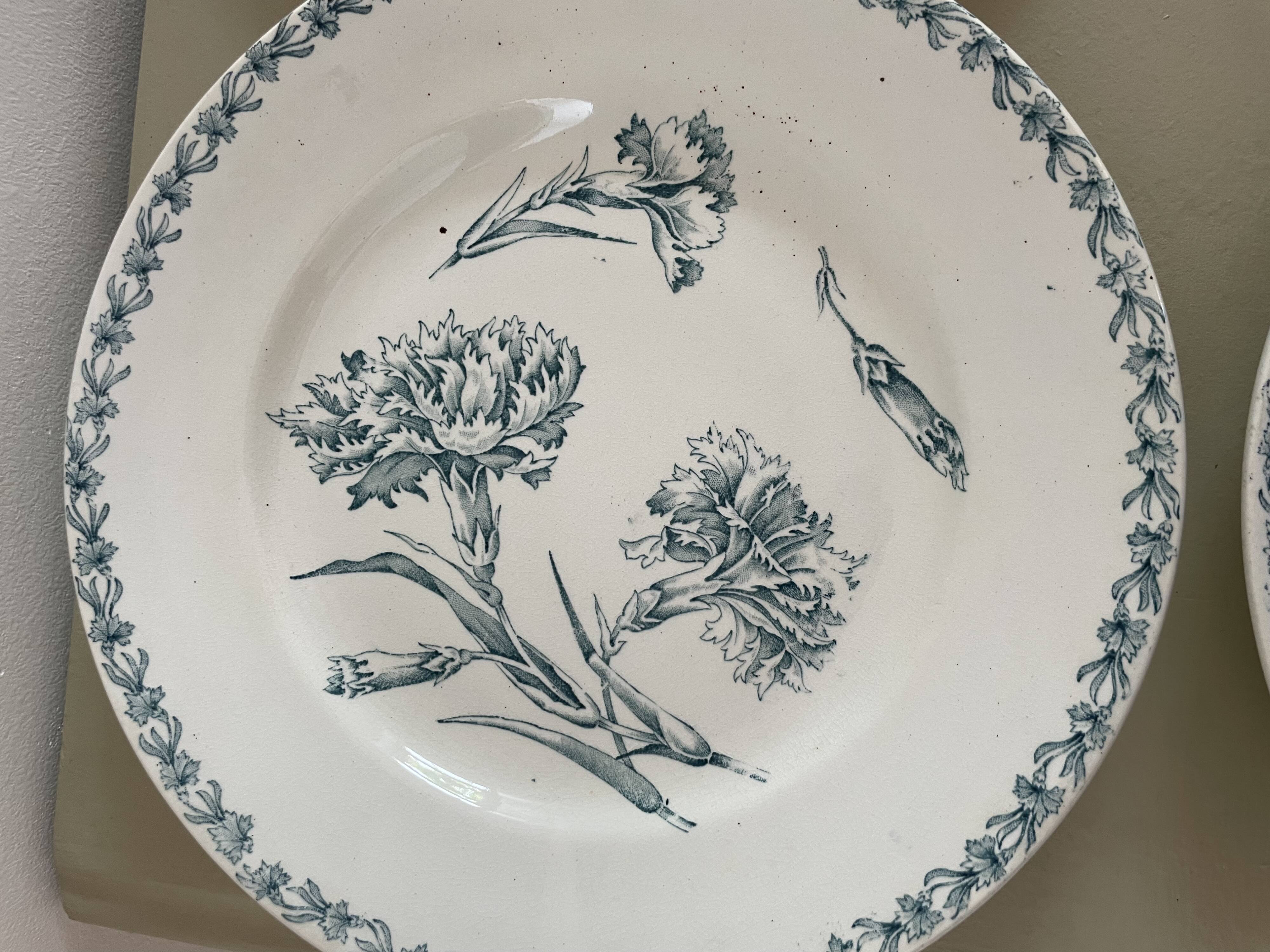 Set of 10 Lunéville ironstone soup plates, Oeillet model