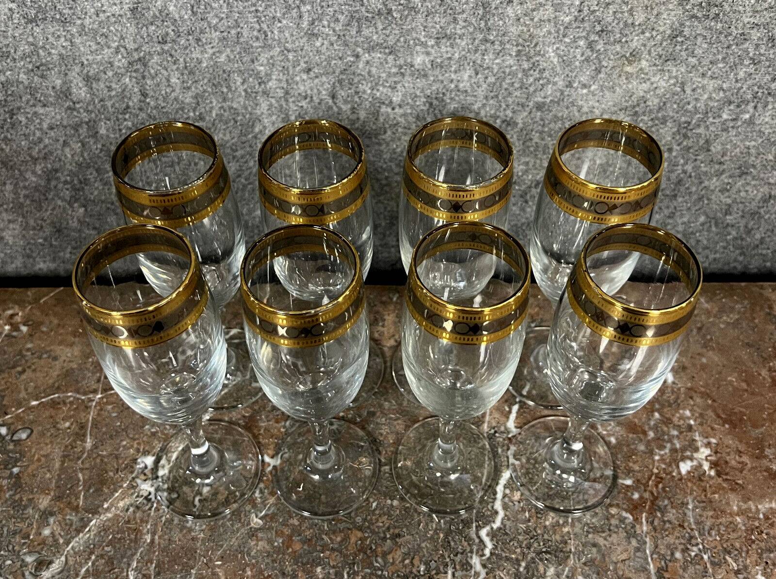 Venice 20th century: 6 Vintage Champagne flutes in crystal and gilding