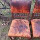 5 chaises Henri II en bois massif et cuir néo renaissance XIXème siècle