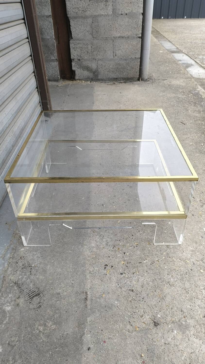 1970s plexiglass coffee table