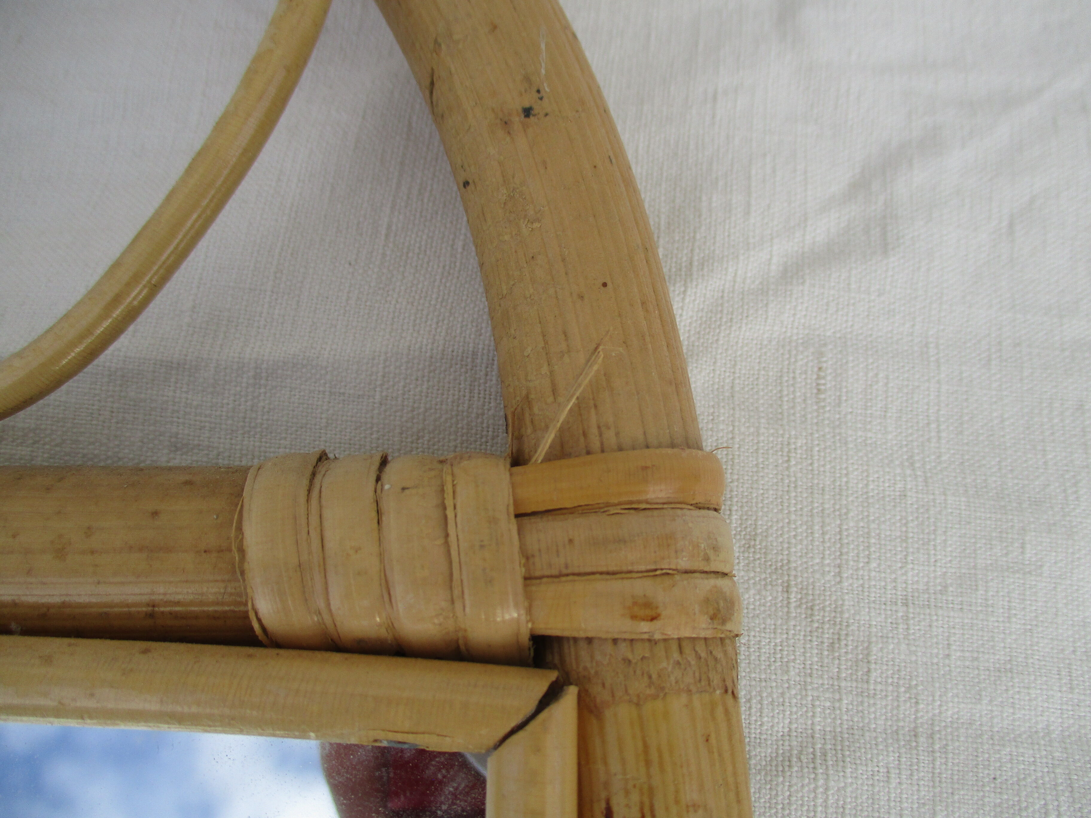 Mirror in bamboo and vintage rattan deco, 61x37 cm