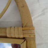 Mirror in bamboo and vintage rattan deco, 61x37 cm