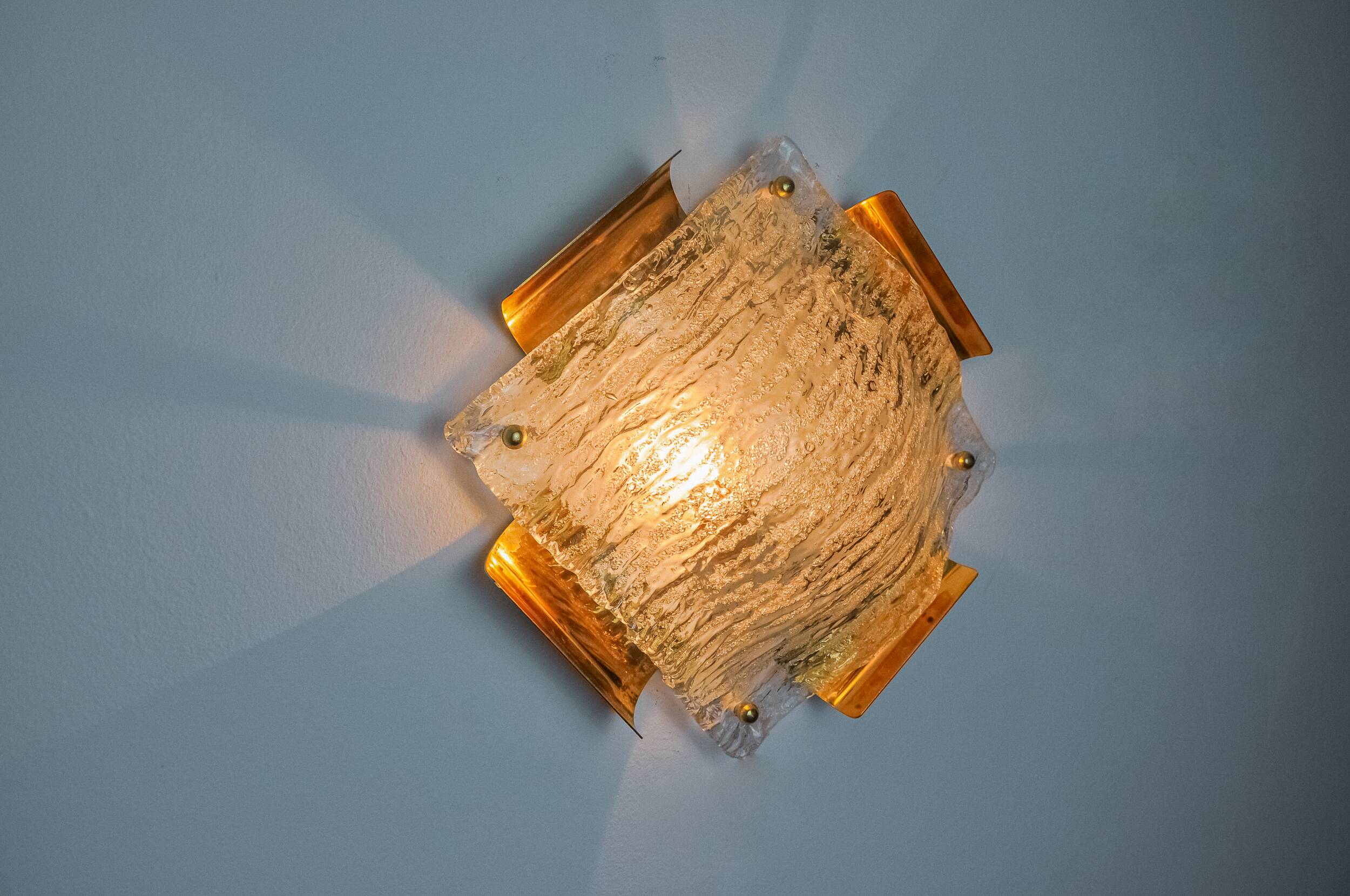 XL frosted wall light by Kalmar, Murano glass, Austria, 1970