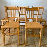 Set of 5 Luterma light blond wood bistro chairs from the 50s
