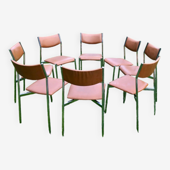 Set of 8 leatherette chairs 1970