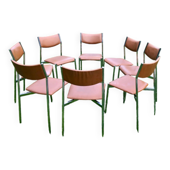 Set of 8 leatherette chairs 1970