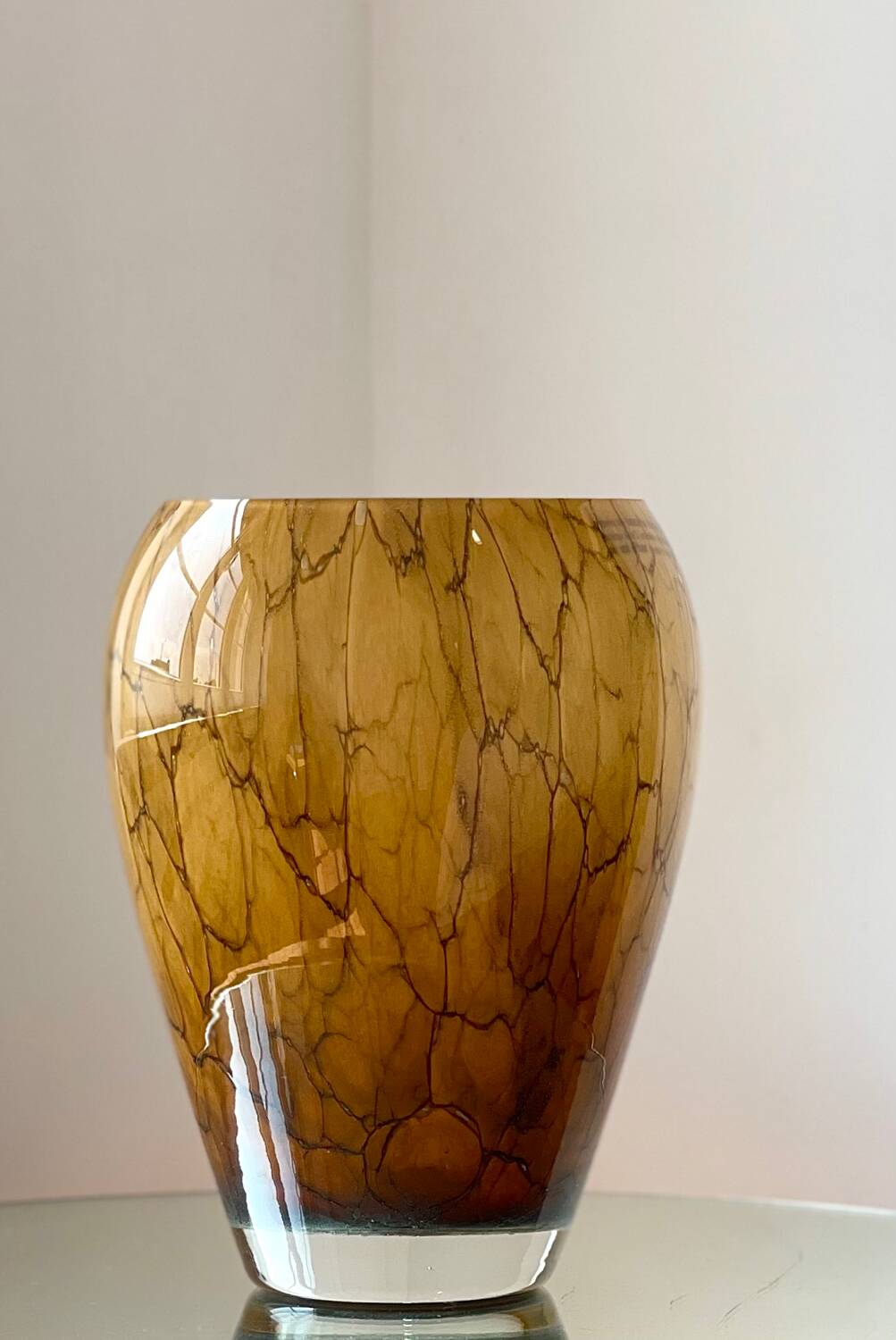 Mouth-blown glass vase.