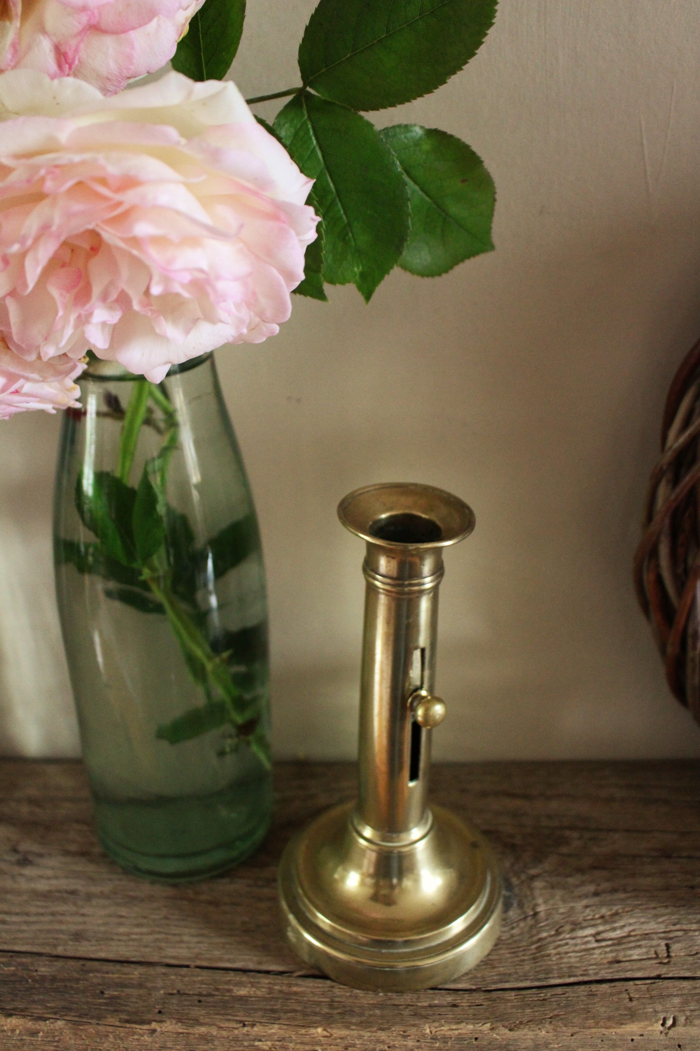 Candlestick flambeau brass pusher