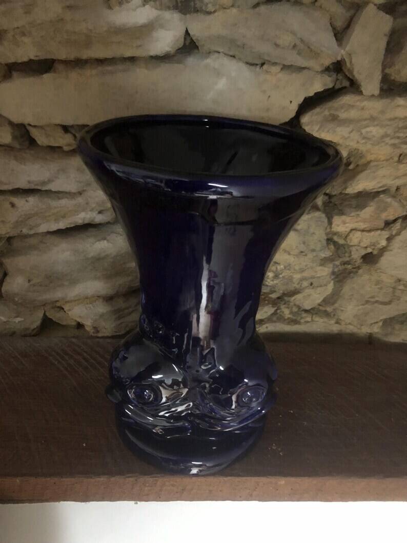 Vintage Cobalt Blue Fish Vase - Ricard Ceramics Workshop