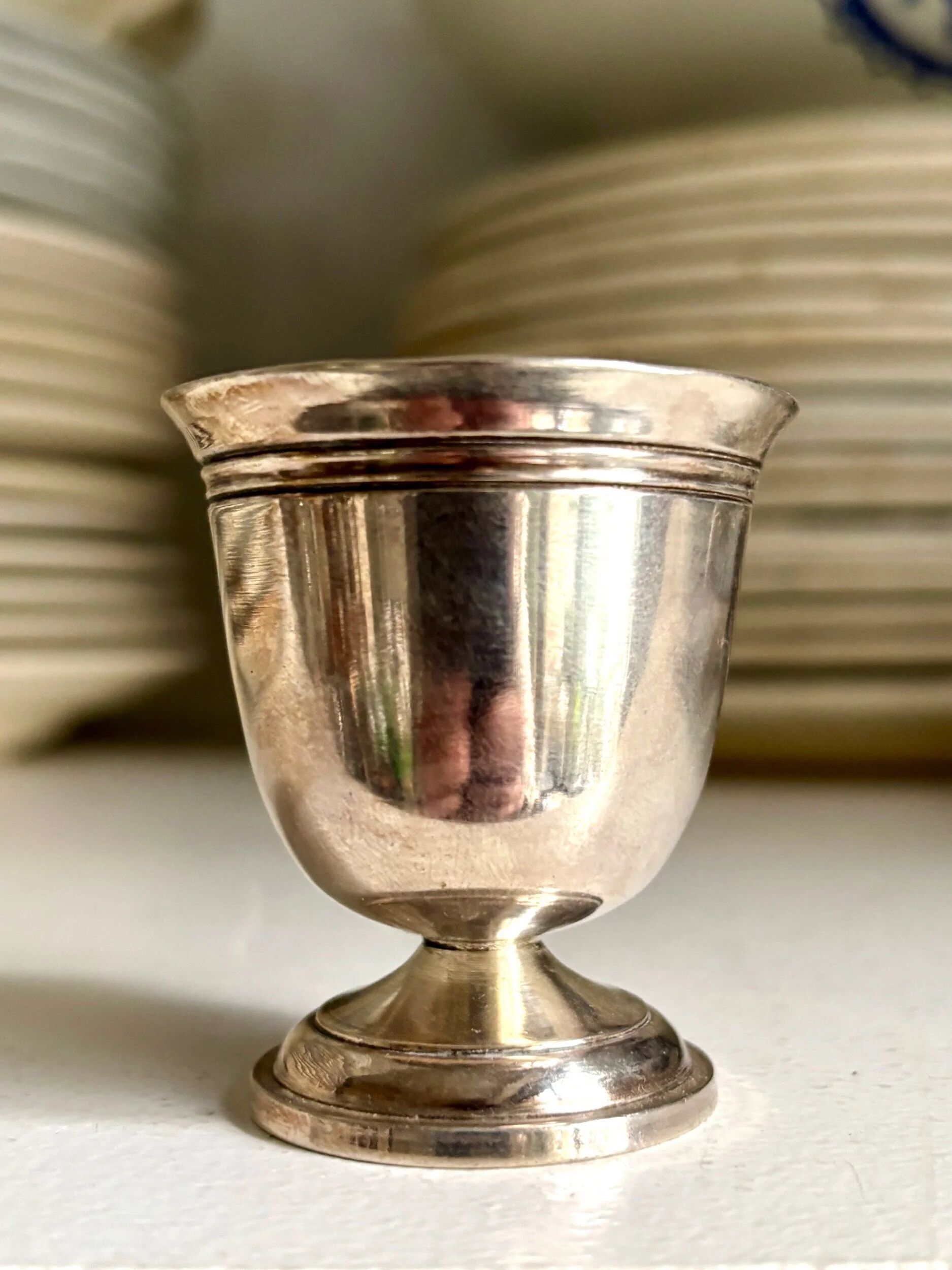 Silver-plated metal egg cup