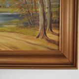 Painting „Two Birch by the Pond”, Scandinavian design, 1970s