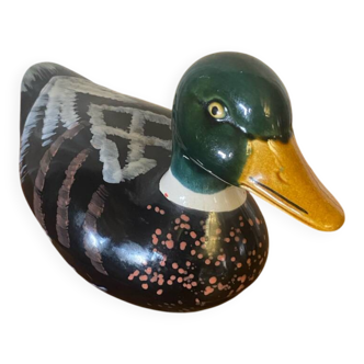 Vintage michel caugant duck-shaped ceramic terrine, france