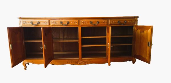 Buffet d'ébéniste en merisier massif 4 portes 4 tiroirs (255/55cm H 105cm)