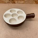 Set of 6 émile henry snail dishes in beige brown ceramic pan