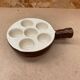 Set of 6 émile henry snail dishes in beige brown ceramic pan