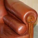 Vintage leather canapé in Art Nouveau style