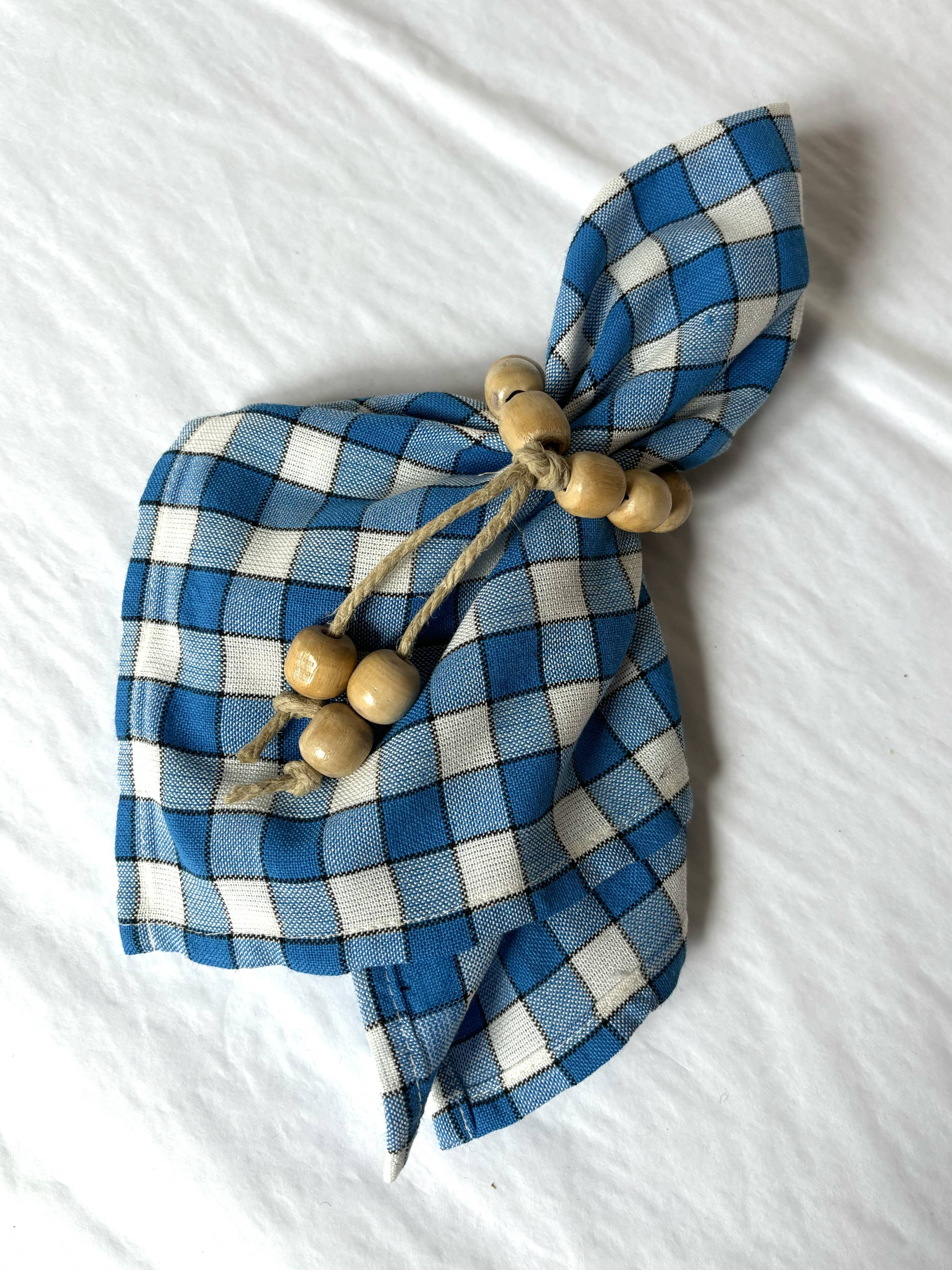 Serviette de table bistrot, carreaux bleus