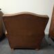 Pair of moustache club armchairs in leather, France, 1930s — to be restored.