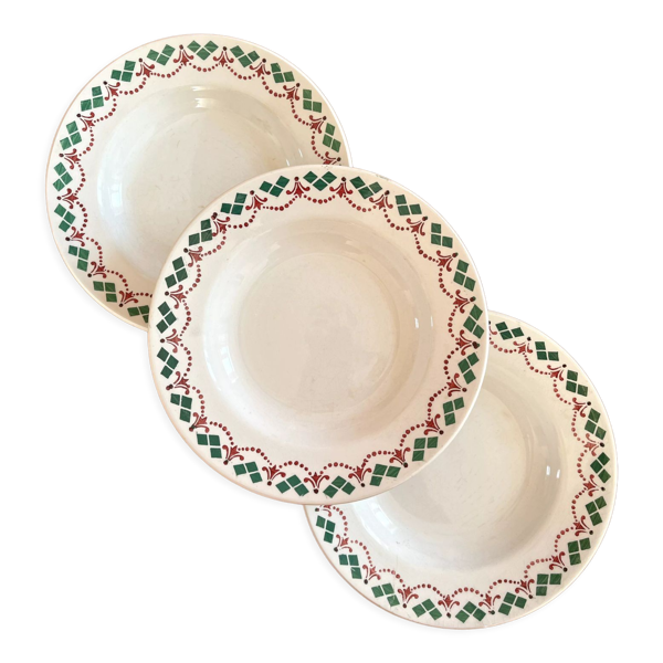 3 assiettes creuses art déco Hamage & Moulin des Loups vintage