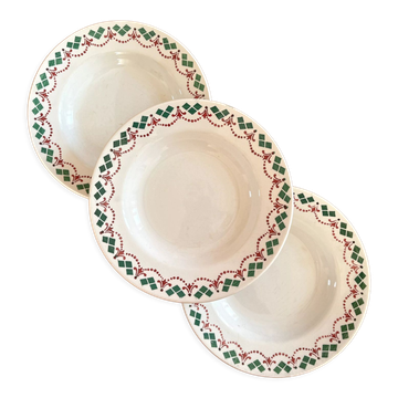 3 vintage Art Deco soup plates by Hamage & Moulin des Loups