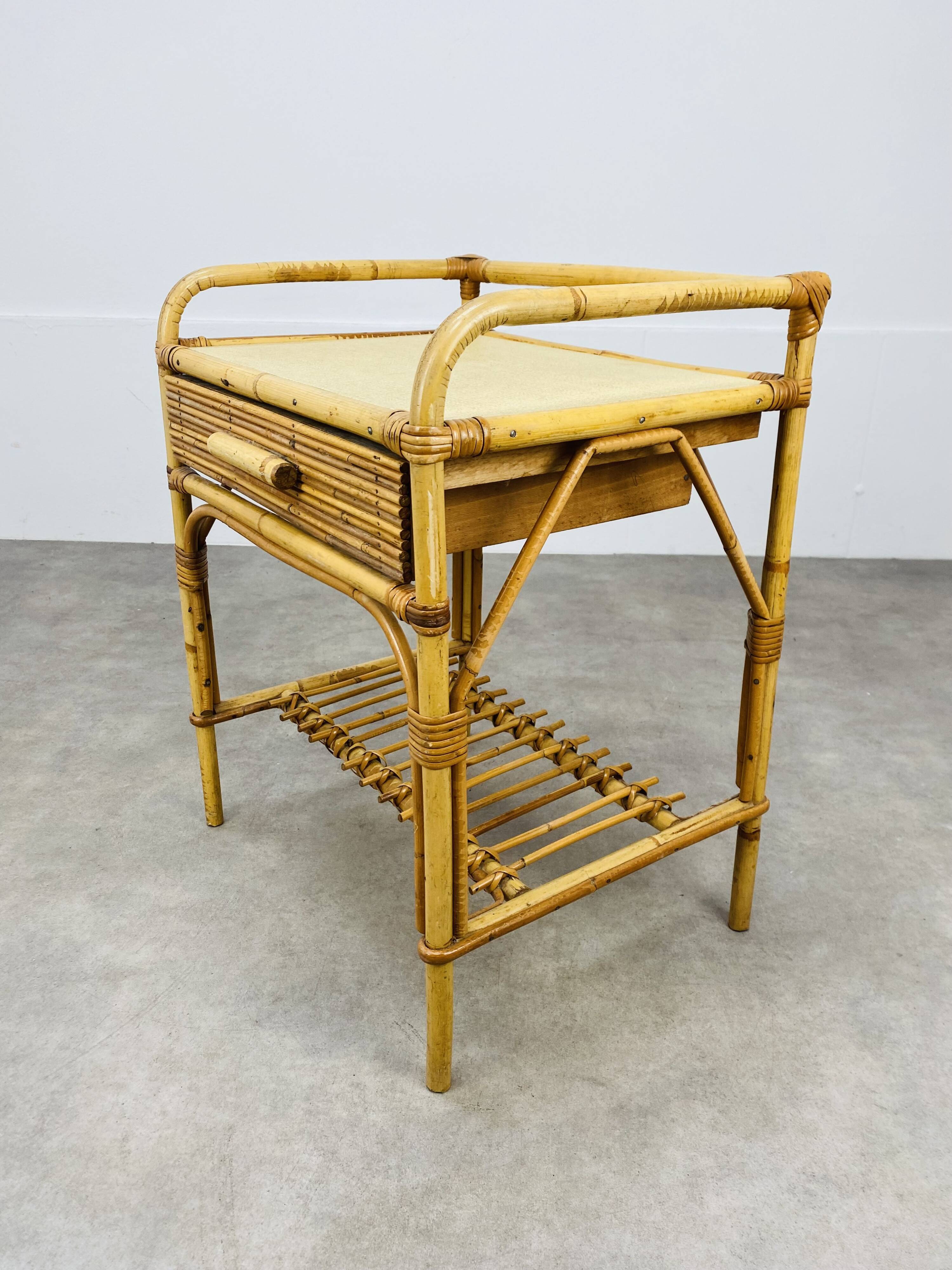 Vintage rattan bedside 60s