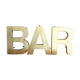 Old brass sign letters, word BAR
