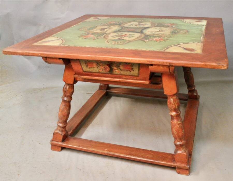 19th-century painted wooden changing table