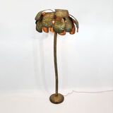 Brutalist brass palm tree floor lamp Hollywood Regency 1970s