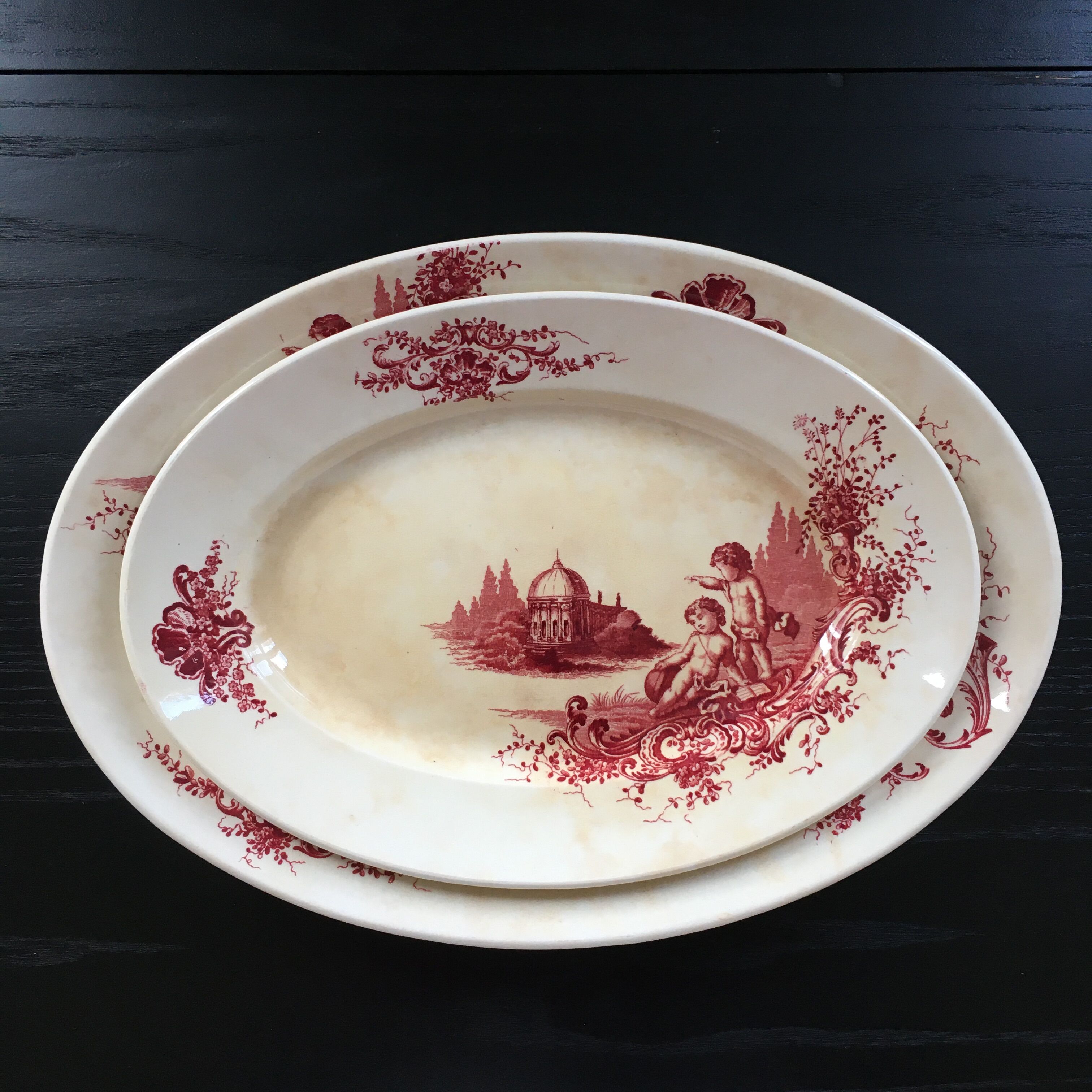 Duo oval dishes Terre de fer