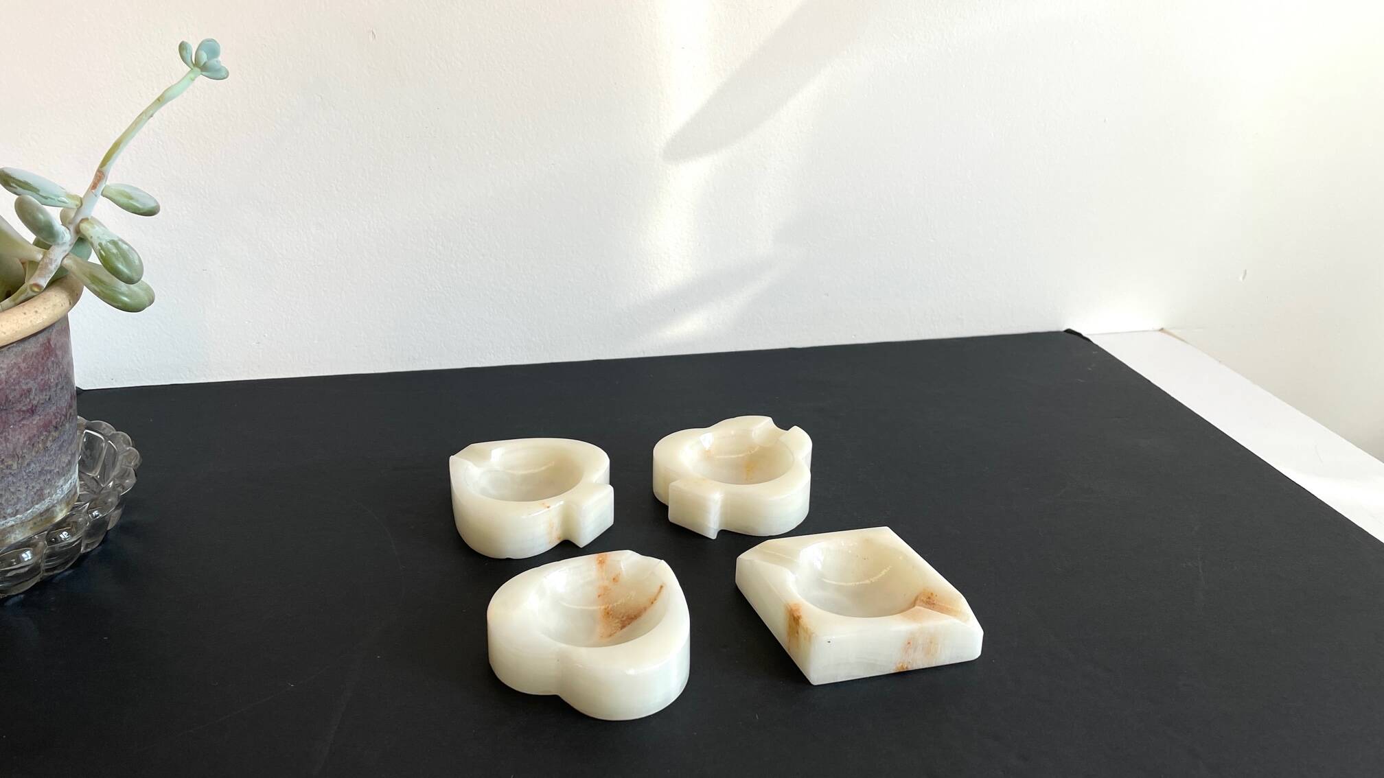 Vintage playing cards onyx ashtrays
