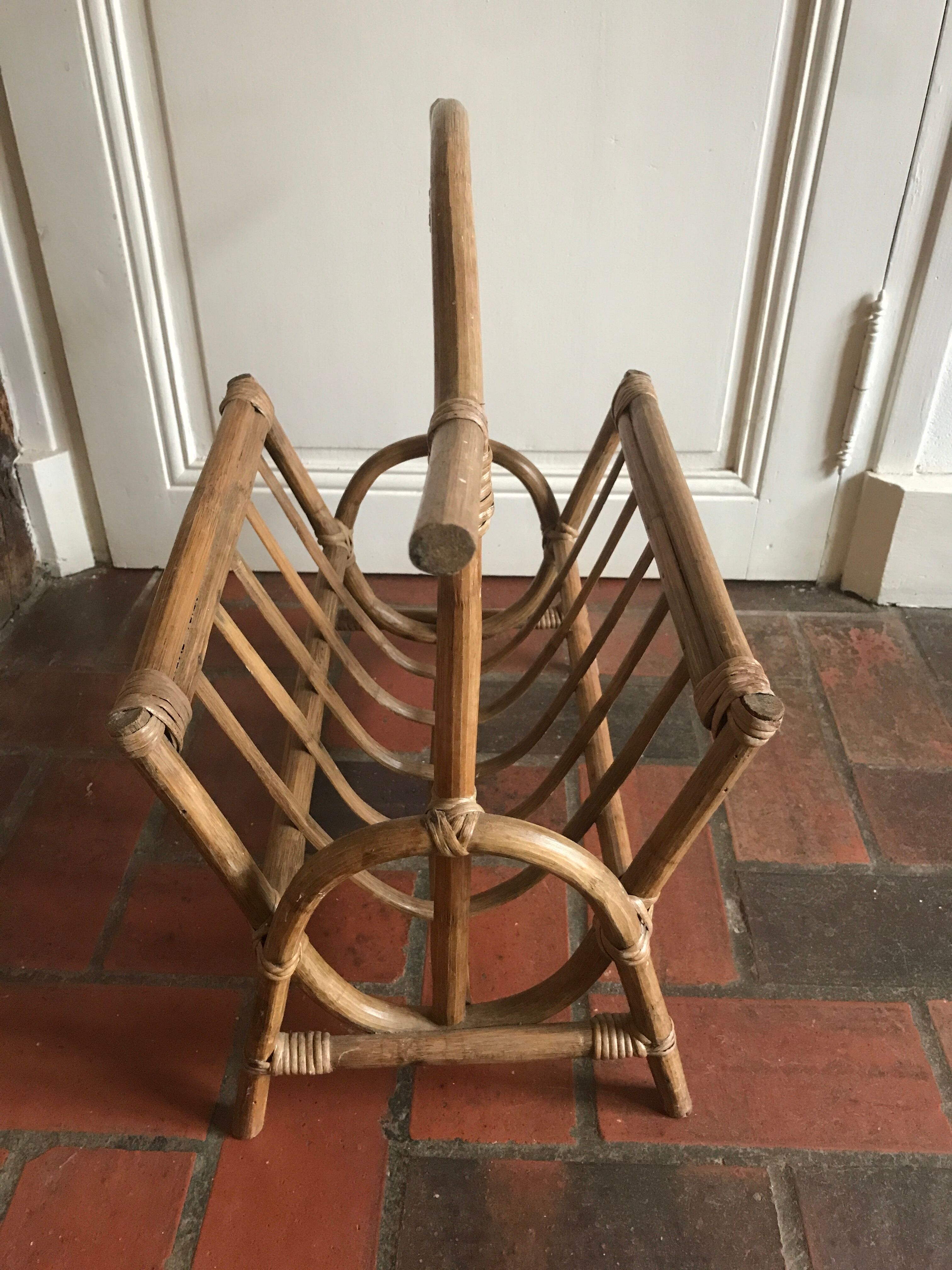 Rattan magazine holder