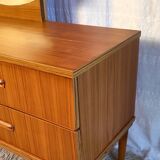 Scandinavian style sideboard with triptych mirror, 60s-70s