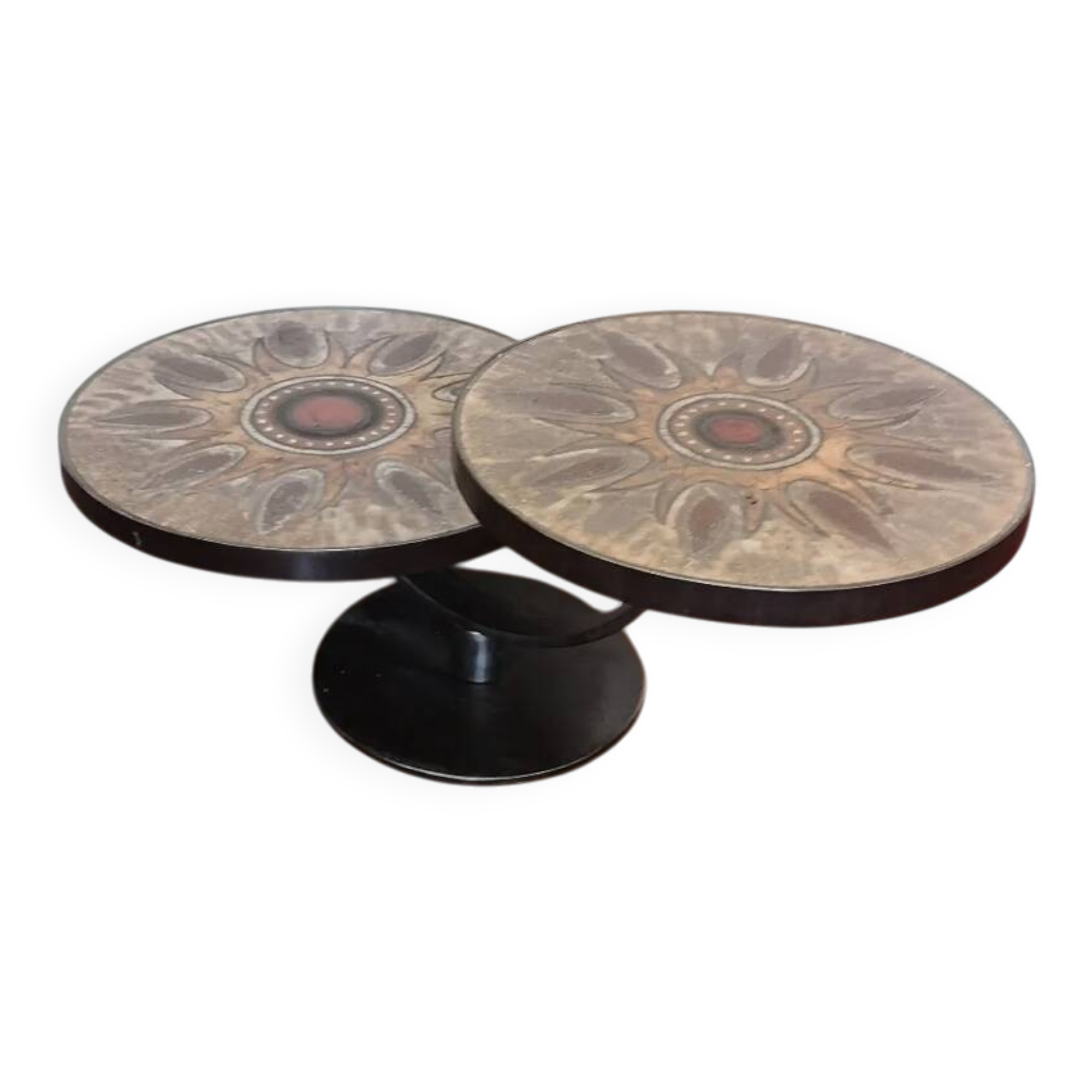 Table basse double plateau lave émaillée DS Picard / Monsan Picard vintage