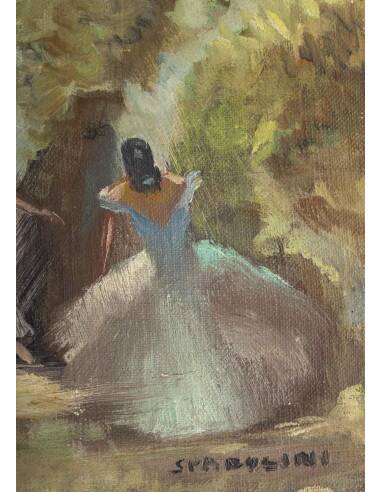 Peinture, huile sur toile, Les danseuses, signé Spadolini, début du XXème s